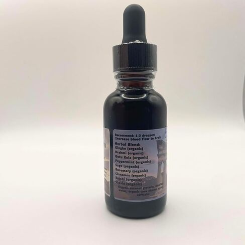 Ayurvedic Cognitive Boost | 100% Organic & Handmade Herbal Drops | Brain Blood Flow Formula | Brahmi, Gingko, Reishi, and More | Advanced Extract & Concentrate in Saudi Arabia