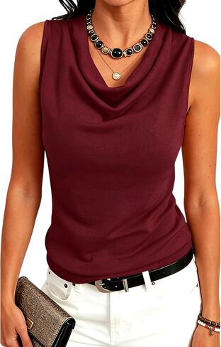 Meetrendi Lyocell Sleeveless Sweater Vest for Women Elegant Cowl Neck Office Tank Tops Dressy Tops Night Out in Saudi Arabia