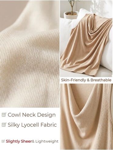 Meetrendi Lyocell Sleeveless Sweater Vest for Women Elegant Cowl Neck Office Tank Tops Dressy Tops Night Out in Saudi Arabia