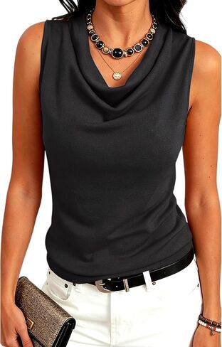 Meetrendi Lyocell Sleeveless Sweater Vest for Women Elegant Cowl Neck Office Tank Tops Dressy Tops Night Out in Saudi Arabia
