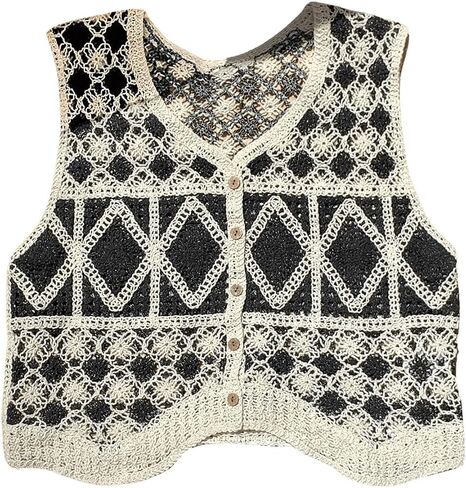 GORGLITTER Women's Boho Crochet Tank Tops Sleeveless V Neck Summer Vacation Knit Tops Western Cowgirl Nashville Outfits in Kuwait