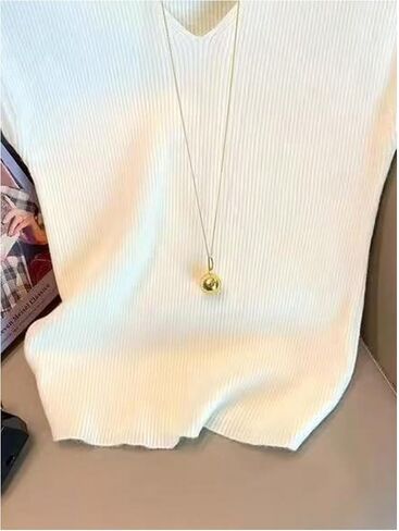 Milumia Women's V Neck Knit Tank Top Casual Trendy Sleeveless Sweater Vest in Kuwait