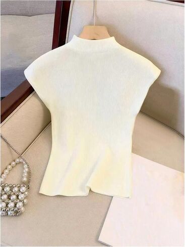Milumia Women's V Neck Knit Tank Top Casual Trendy Sleeveless Sweater Vest in Kuwait