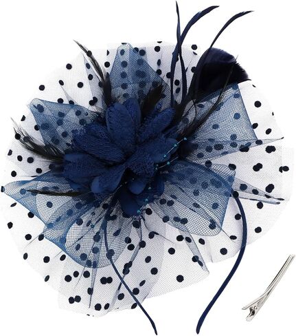 Fascinators Hats for Women Tea Party Hat Flower Mesh Feathers Headband Kentucky Derby Hats for Women Wedding in Kuwait