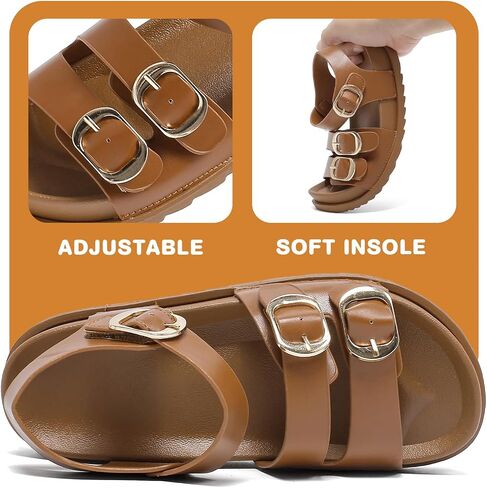 youermei Unisex Kids Sandals With Back Strap, Boys Adjustable Buckle Summer Slides Outdoor, Girls Non Slip On Beach Slippers, Toddler Eva Cloud Pillow Footbed Flat Shoes Indoor in Saudi Arabia