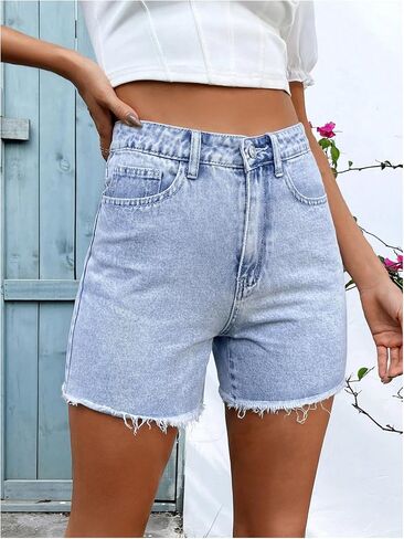 GORGLITTER Women's Y2k Denim Jean Shorts Casual Western Cowgirl Bow Embroidery Raw Straight Leg Rodeo Shorts Streetwear in Kuwait