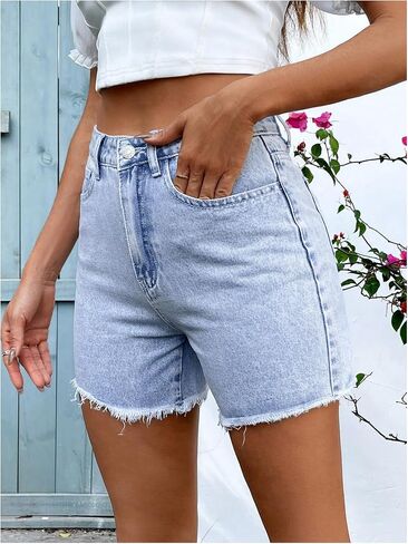 GORGLITTER Women's Y2k Denim Jean Shorts Casual Western Cowgirl Bow Embroidery Raw Straight Leg Rodeo Shorts Streetwear in Kuwait