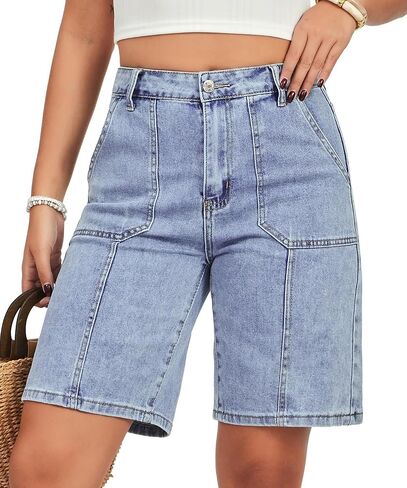 VIPONES Bermuda Shorts for Women High Waisted Jean Shorts Casual Summer Trendy Outfits Stretchy Denim Shorts in Saudi Arabia