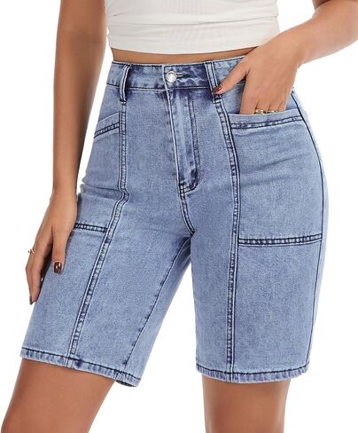 VIPONES Bermuda Shorts for Women High Waisted Jean Shorts Casual Summer Trendy Outfits Stretchy Denim Shorts in Saudi Arabia