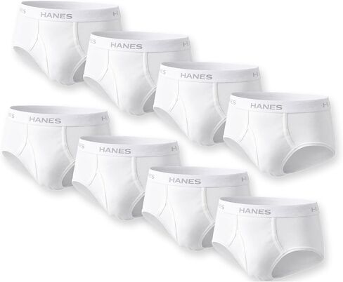 Hanes Men's Underwear Briefs, Cotton Mid Rise Briefs, Covered Waistband, Moisture Wicking, 8-pack - White - 8 Pack X-Large in Kuwait