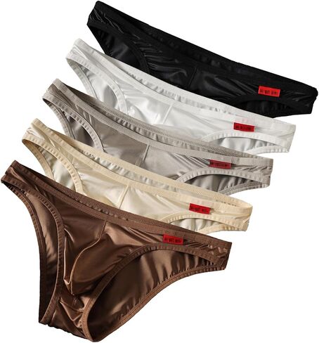Mens Briefs Ice Silk Satin-like Underwear Bulge Pouch Smooth Breathable Panties in Saudi Arabia