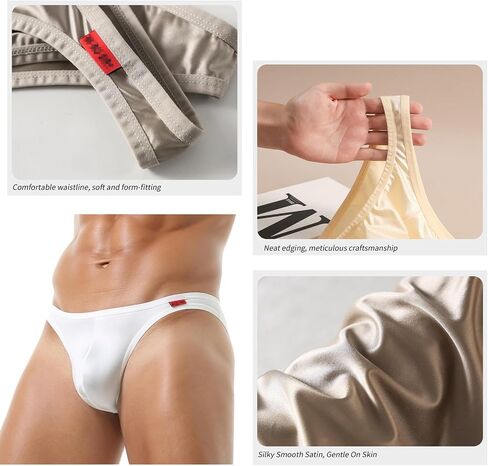 Mens Briefs Ice Silk Satin-like Underwear Bulge Pouch Smooth Breathable Panties in Saudi Arabia