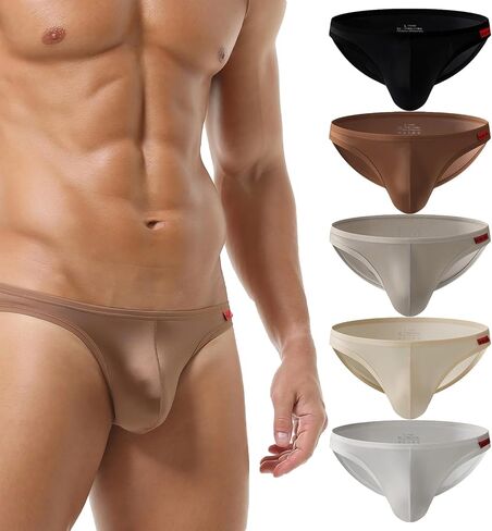 Mens Briefs Ice Silk Satin-like Underwear Bulge Pouch Smooth Breathable Panties in Saudi Arabia