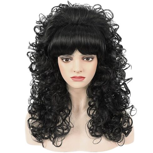 Blonde Curly Wigs for Women Long Curly Wavy Big Bouffant Beehive Wig with Bangs 70s 80s Drag Costume for Halloween Party (Blonde) in Kuwait