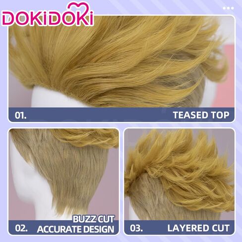 KIRA KIRA Anime Enjin Cosplay Wig Lace Front 30cm Short Spiky Blonde Hair Halloween Cosplay Wig (No Lace) in Kuwait