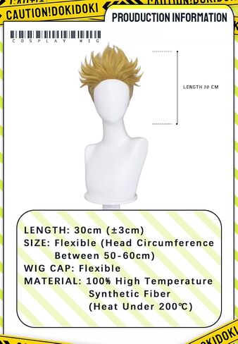 KIRA KIRA Anime Enjin Cosplay Wig Lace Front 30cm Short Spiky Blonde Hair Halloween Cosplay Wig (No Lace) in Kuwait