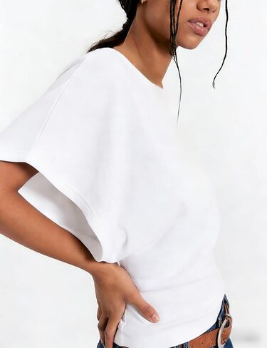 Boat Neck Batwing Tops for Women Cinched Waist Short Sleeve Loose Fit Tshirt Y2K Going Out Causal Tee Blouse in Kuwait