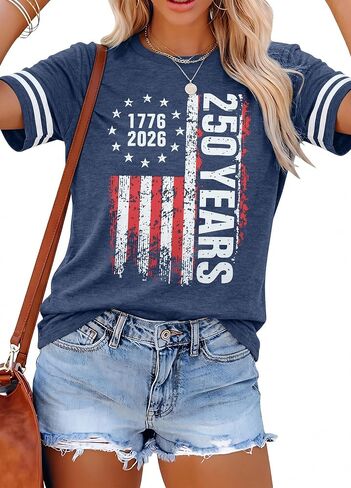 USA Shirts for Women 250 Years American Flag Shirt 4th of July Tshirt Patriotic Tees Casual Graphic Tops in Kuwait