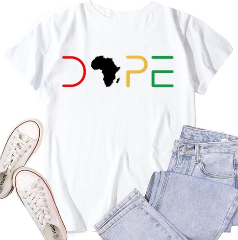 SUWATOIN Womens Black Pride Shirts Black History Month T-Shirt Juneteenth Tee African American Melanin Short Sleeve in Kuwait