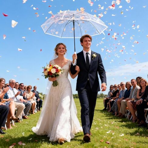 12 Pcs Full Automatic Clear Umbrella Wedding, Foldable Auto Open Close Clear Umbrella Bulk with Wedding Thank You Cards for Rain Wedding Anniversary Party Favors in Saudi Arabia