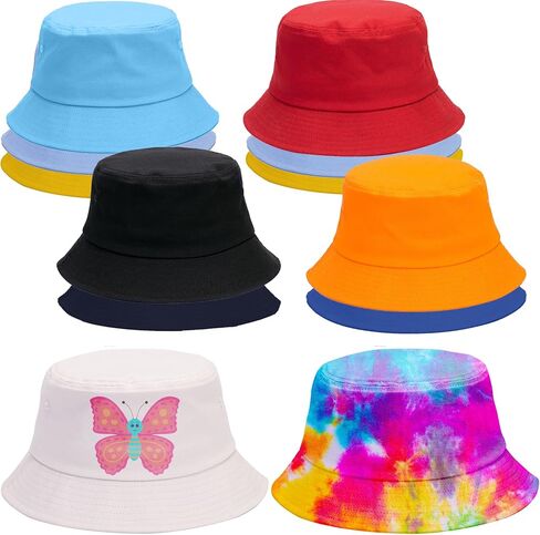 12 Pcs Solid Color Bucket Hats DIY Summer Sun Bucket Hat for Adult Beach Travel Fishing Outdoor Sports, 9 Colors in Kuwait