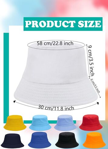 12 Pcs Solid Color Bucket Hats DIY Summer Sun Bucket Hat for Adult Beach Travel Fishing Outdoor Sports, 9 Colors in Kuwait