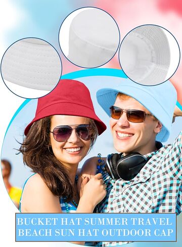 12 Pcs Solid Color Bucket Hats DIY Summer Sun Bucket Hat for Adult Beach Travel Fishing Outdoor Sports, 9 Colors in Kuwait