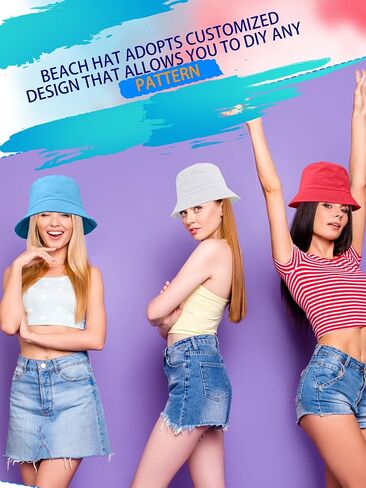 12 Pcs Solid Color Bucket Hats DIY Summer Sun Bucket Hat for Adult Beach Travel Fishing Outdoor Sports, 9 Colors in Kuwait