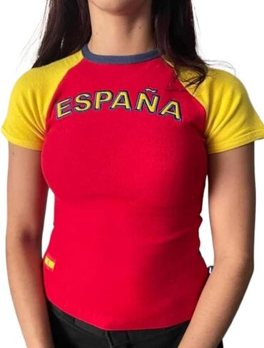 Womens Vintage Graphic Baby Tees Brazil Mexico Shirt Summer Y2k Going Out Crop Top 90s Streetwear in Kuwait