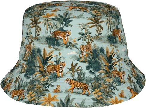 Peachy Pink Bengal Tigers Bucket Hat for Women Men Fisherman Hat Packable Sun Cap Travel Outdoor Beach Caps in Saudi Arabia