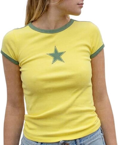 Womens Vintage Graphic Baby Tees Brazil Mexico Shirt Summer Y2k Going Out Crop Top 90s Streetwear in Kuwait