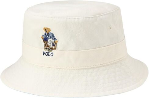 POLO RALPH LAUREN Men's Chino Bucket Hat, Deckwash White, L/XL in Kuwait