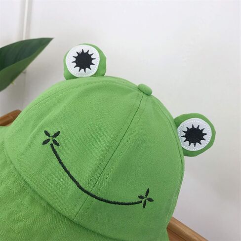 HOMIEBUDS SPPRANDOM Yasirona WallDecalsAndArt Cute Green Frog Bucket Hat, Summer Cotton Bucket Sunhat for Adults Womens Wide Brim Fisherman Fun Bucket Hat in Kuwait