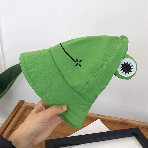 HOMIEBUDS SPPRANDOM Yasirona WallDecalsAndArt Cute Green Frog Bucket Hat, Summer Cotton Bucket Sunhat for Adults Womens Wide Brim Fisherman Fun Bucket Hat in Kuwait