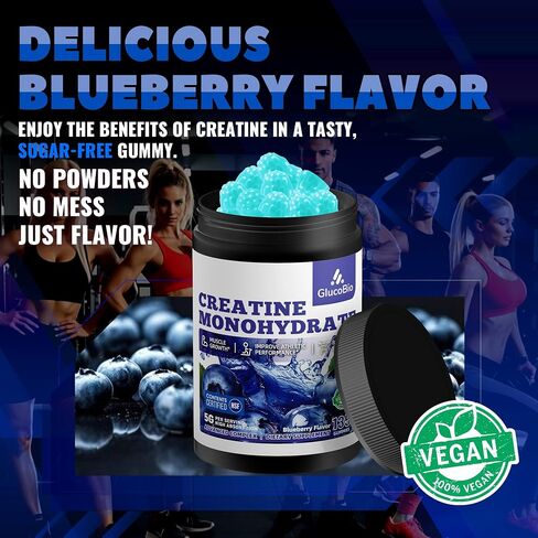 Creatine Monohydrate Gummies (5g) – Pre-Workout Energy & Muscle Growth Support for Men & Women | Blueberry Electrolyte Gummies (135 Count) in Kuwait