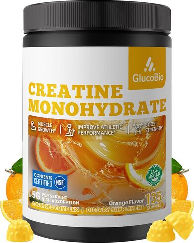 Creatine Monohydrate Gummies (5g) – Pre-Workout Energy & Muscle Growth Support for Men & Women | Blueberry Electrolyte Gummies (135 Count) in Kuwait