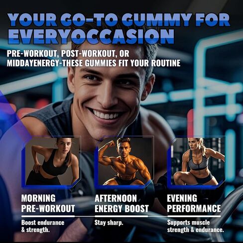 Creatine Monohydrate Gummies (5g) – Pre-Workout Energy & Muscle Growth Support for Men & Women | Blueberry Electrolyte Gummies (135 Count) in Kuwait