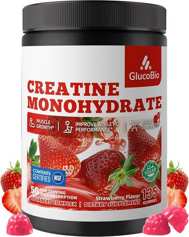 Creatine Monohydrate Gummies (5g) – Pre-Workout Energy & Muscle Growth Support for Men & Women | Blueberry Electrolyte Gummies (135 Count) in Kuwait