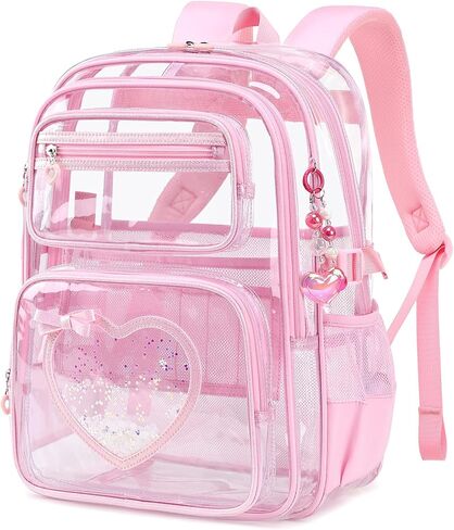 Clear Backpack for School Girls, Cute Heavy Duty PVC Transparent Bookbag, See-Through Bag for Stadium Event Semi-Black in Saudi Arabia