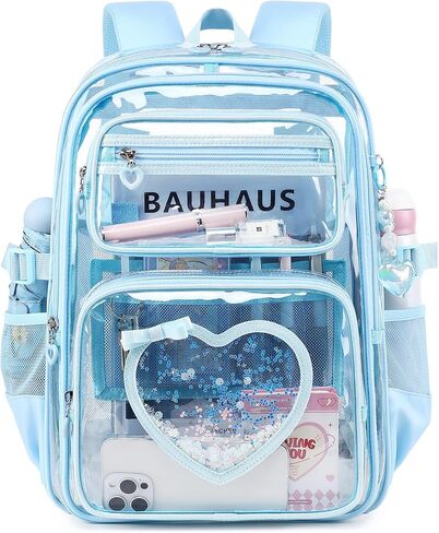 Clear Backpack for School Girls, Cute Heavy Duty PVC Transparent Bookbag, See-Through Bag for Stadium Event Semi-Black in Saudi Arabia