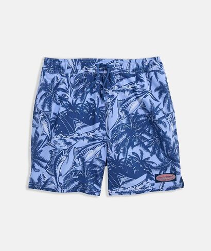 vineyard vines Boys' Printed Chappy Swim Trunks, Sportfish Palm-Serenity Blue, L in Kuwait
