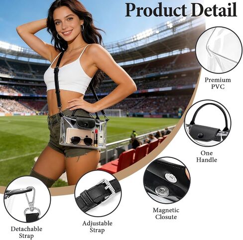 Clear Bag for Stadium Events With Adjustable Shoulder Strap for Concert Sport Events Festivals（only has one handle） in Kuwait