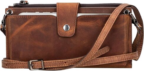 Kaycee Leather Phone Wallet Crossbody Bag with 12 Card Slots, Zippered Pocket, Adjustable Strap & for Women in Saudi Arabia