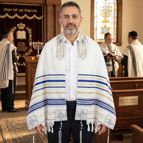 Peohud Tallit Prayer Shawl with Bag, 72 x 21 Inches Messianic Prayer Cloth for Men and Women in Kuwait