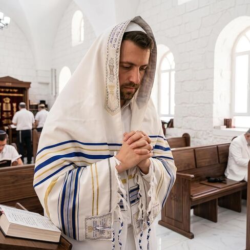 Peohud Tallit Prayer Shawl with Bag, 72 x 21 Inches Messianic Prayer Cloth for Men and Women in Kuwait