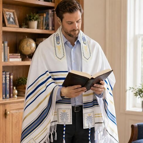 Peohud Tallit Prayer Shawl with Bag, 72 x 21 Inches Messianic Prayer Cloth for Men and Women in Kuwait