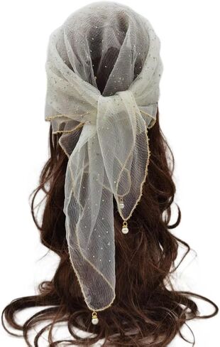 Head Scarf for Women 31.5 Inches Solid Hair Scarf Sparkle Glitters Hair Bandana Sequins Hair Wraps Scarf in Kuwait