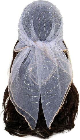 Head Scarf for Women 31.5 Inches Solid Hair Scarf Sparkle Glitters Hair Bandana Sequins Hair Wraps Scarf in Kuwait