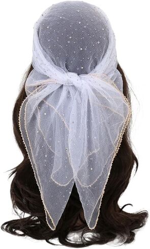 Head Scarf for Women 31.5 Inches Solid Hair Scarf Sparkle Glitters Hair Bandana Sequins Hair Wraps Scarf in Kuwait