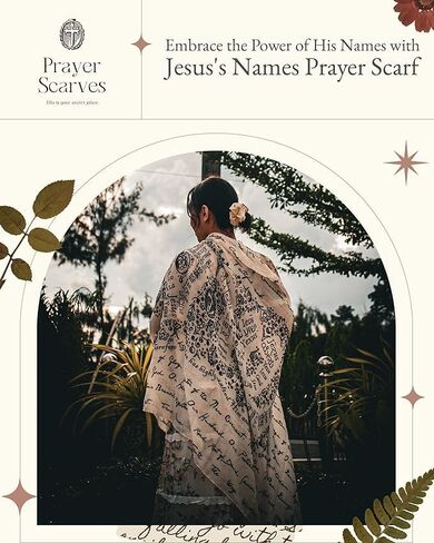 Jesus’s Names Prayer Scarf for Women Christian, Large Scripture Shawl Wrap, 84 Titles of Christ, Prayer Shawl for Women in Saudi Arabia